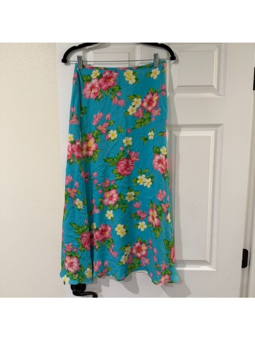Vintage 90s Y2K Ralph Lauren Silk Floral Hibiscus Hawaiian Maxi Skirt Size 4P